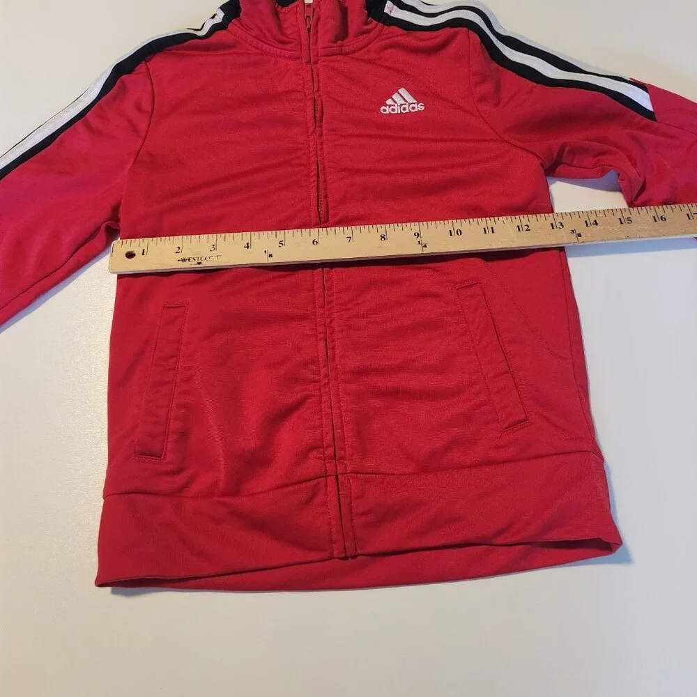 Youth Adidas Track Jacket Red Striped Arms Classic Full Zip‎ Boys Size 6 EUC